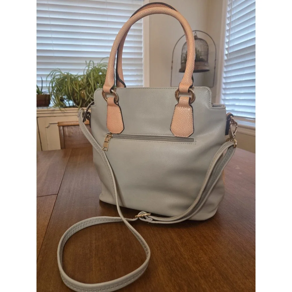 Gussaci‎ Collection Handbag Satchel Purse Geometric Grey Classic Luxury Style